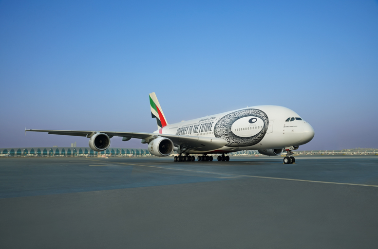 阿联酋航空推出“未来博物馆”定制版A380涂装 将迪拜未来愿景带上蓝天