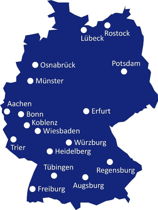 德国历史名城联盟城市包括:亚琛(aachen),奥格斯堡 (augsburg),波恩